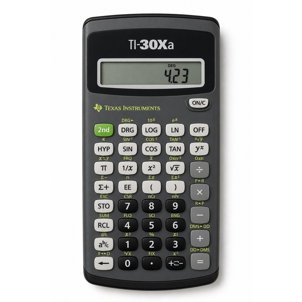 Texas Instruments TI-30Xa Scientific Calculator Black Gray with Hard Case Cover
